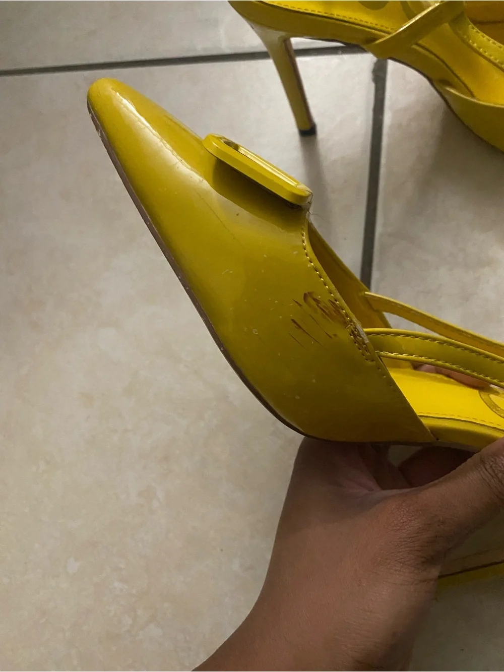 Yellow Pointed-Toe Slingback Heels